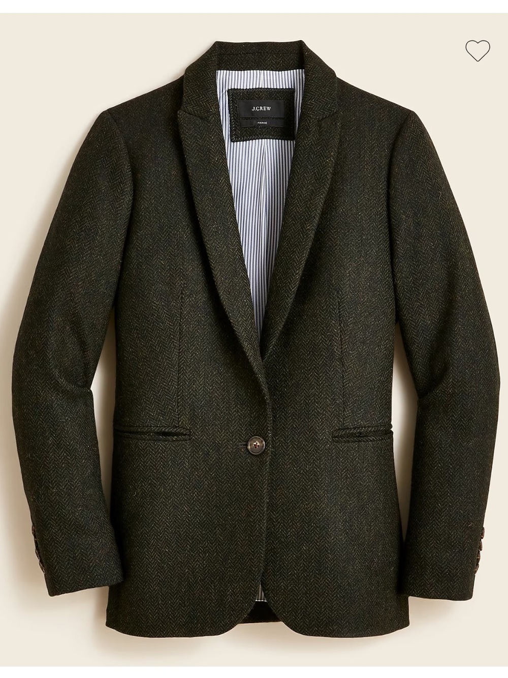 J.Crew Parke Pine Green English Wool Herringbone Blazer Size 4